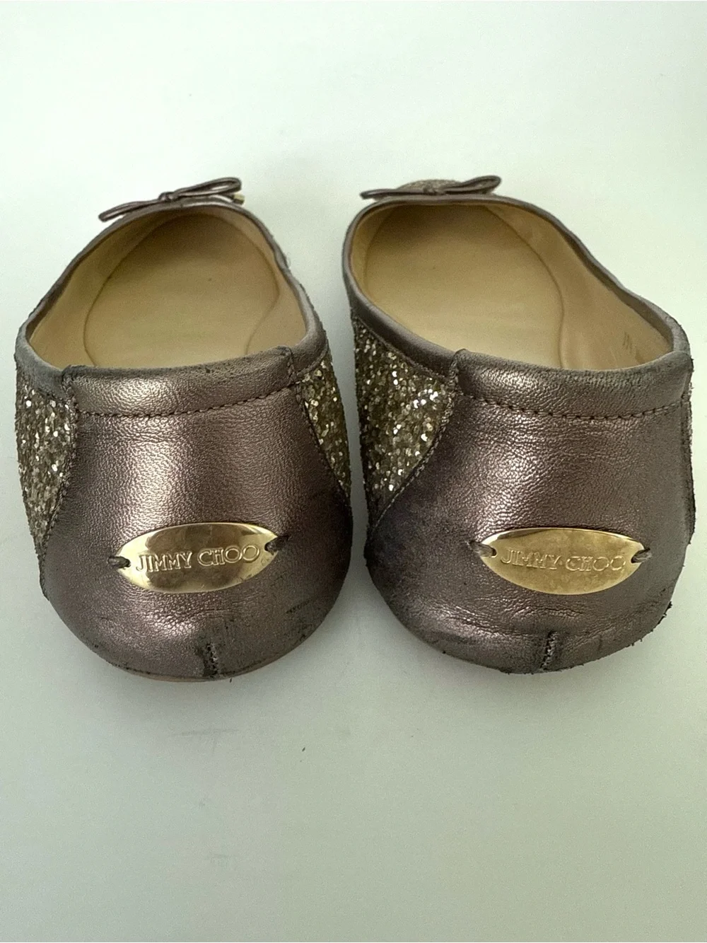 Jimmy Choo Women's Glitter Ballet Flats in Gold